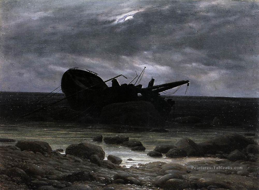 Épave au clair de lune romantique Bateau Caspar David Friedrich Peintures à l'huile